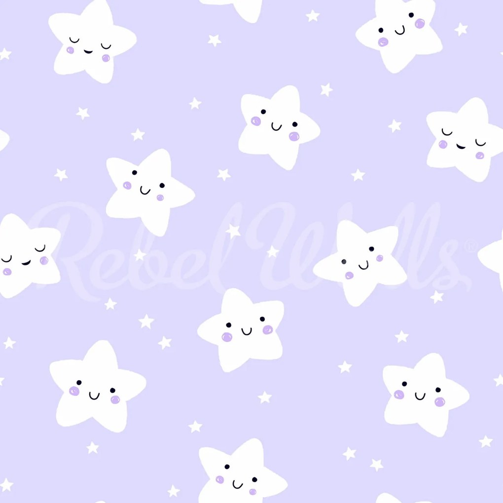 Fototapet, Cute Stars, Lilac, Rebel Walls