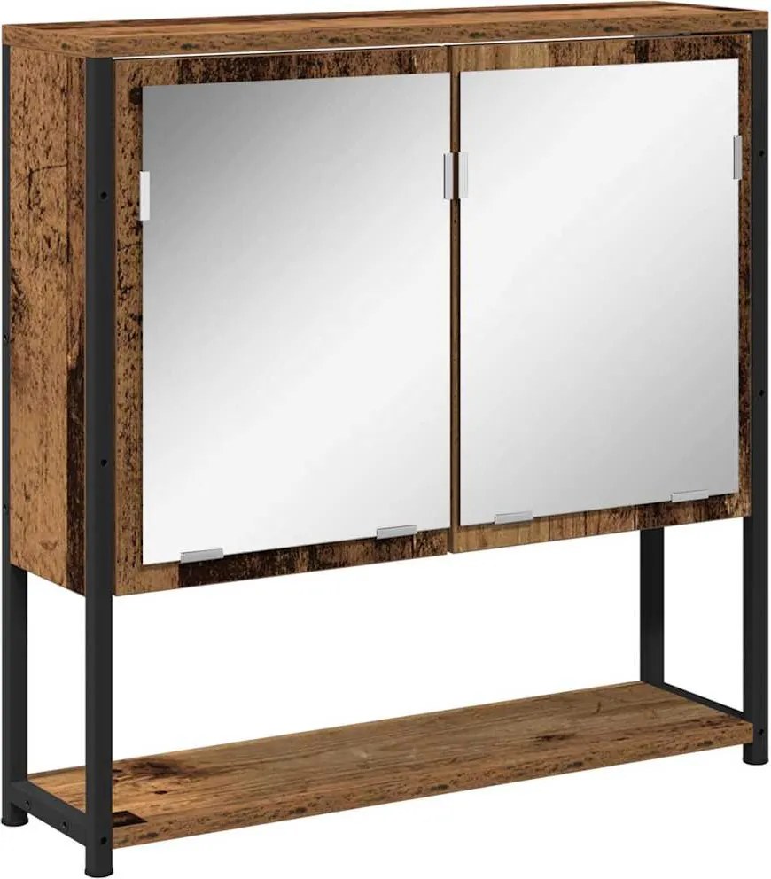 vidaXL Dulap cu oglindă Lemn vechi 60 x 16 x 60 cm Lemn compozit