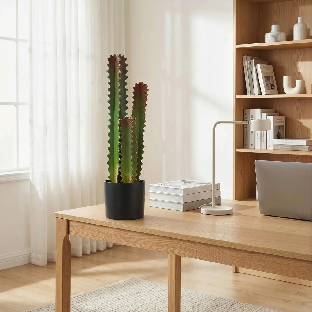HOMCOM Cactus Artificial 66 cm Plantă Artificială Decorativă cu Ghiveci și 3 Frunze pentru Decor Interior Verde | Aosom Romania