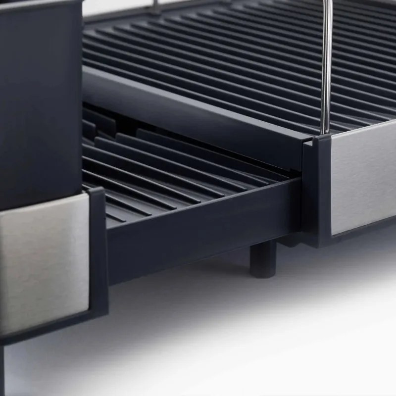 Resigilat: Uscator de vase Joseph Joseph 851690, Extensibil, Scurgere, Compartiment pentru cutite, Pliabil, Gri inchis/Inox