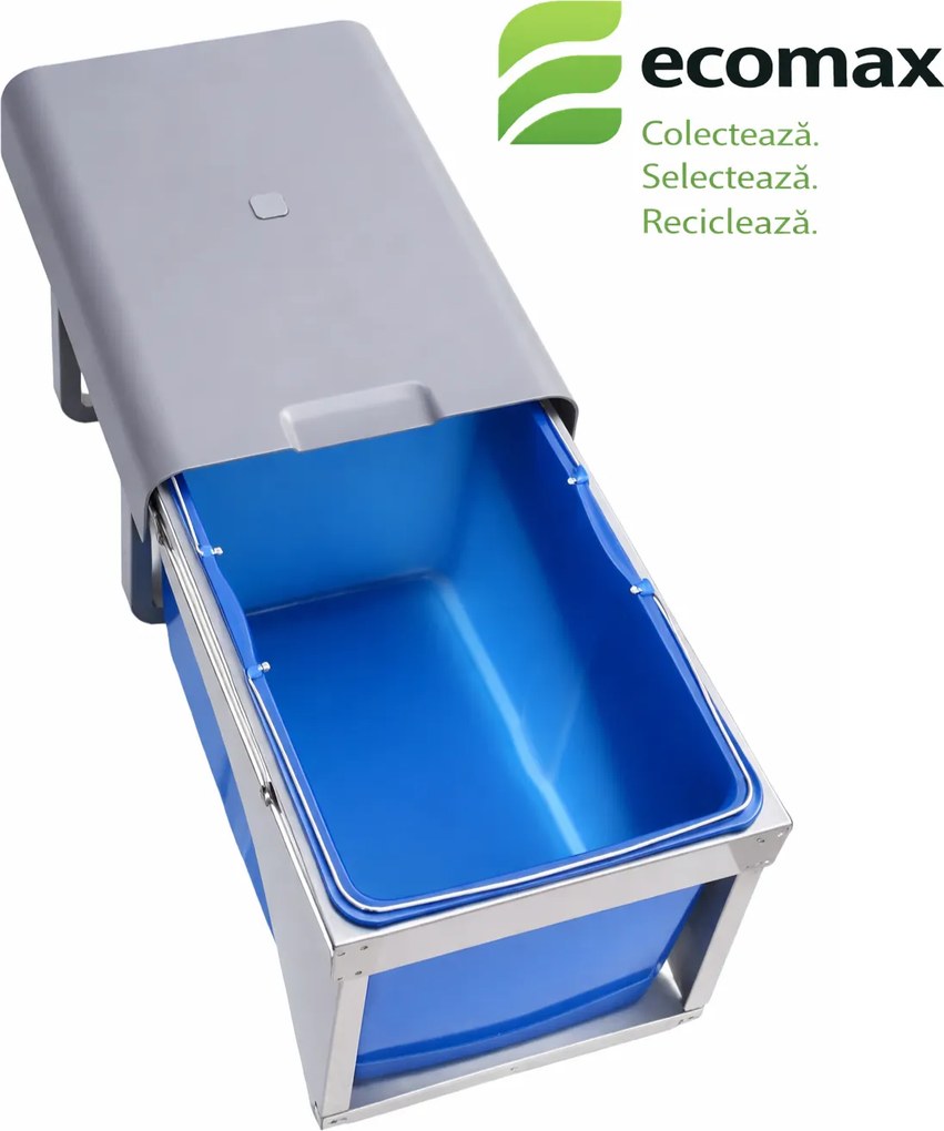 Cos gunoi incorporabil Ekko Front 40 Ecomax, cu extragere automata, 1 x 34 l Polipropilena cu fibra de sticla, A:466 mm; H:365 mm; L:355 mm, Gri