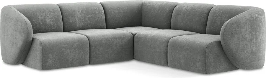 Colțar gri cu tapițerie din chenille Lani – Makamii