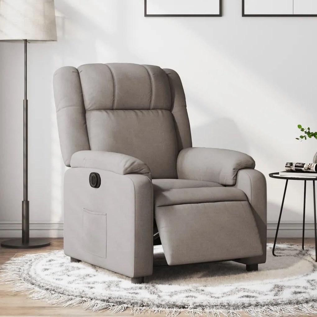 vidaXL Fotoliu rabatabil electric, gri taupe, material textil