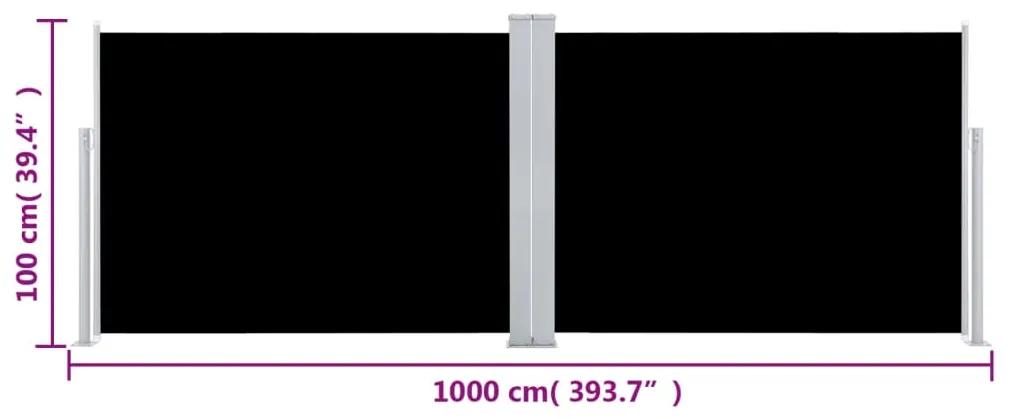 Copertina laterala retractabila, negru, 100 x 1000 cm Negru, 100 x 1000 cm