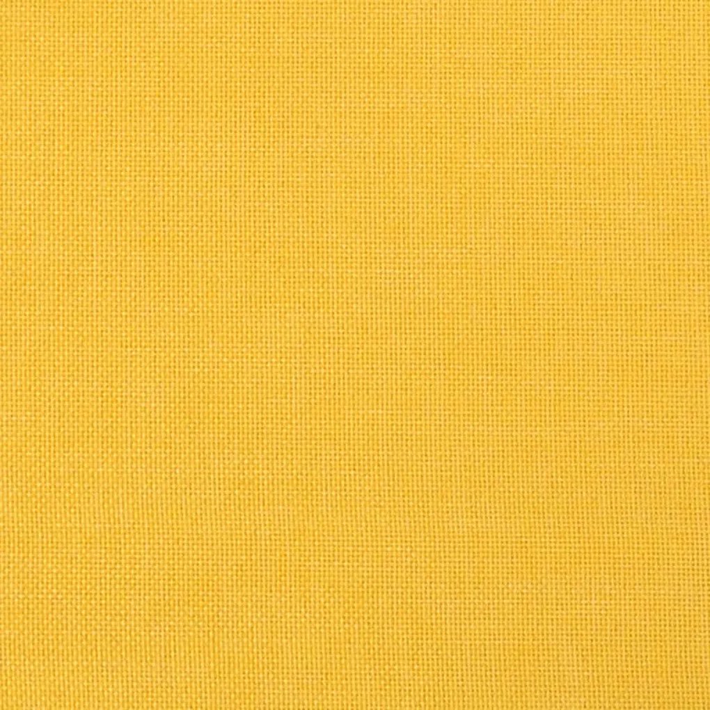 Taburet, galben mustar, 45x29,5x39 cm, textil si piele eco galben mustar