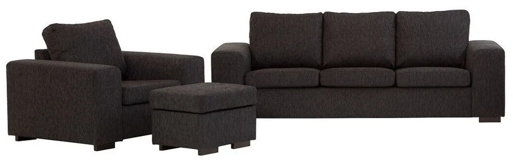 Set mobilier tapițat Scandinavian Choice 419Negru, Tapiterie, Picioare: Lemn
