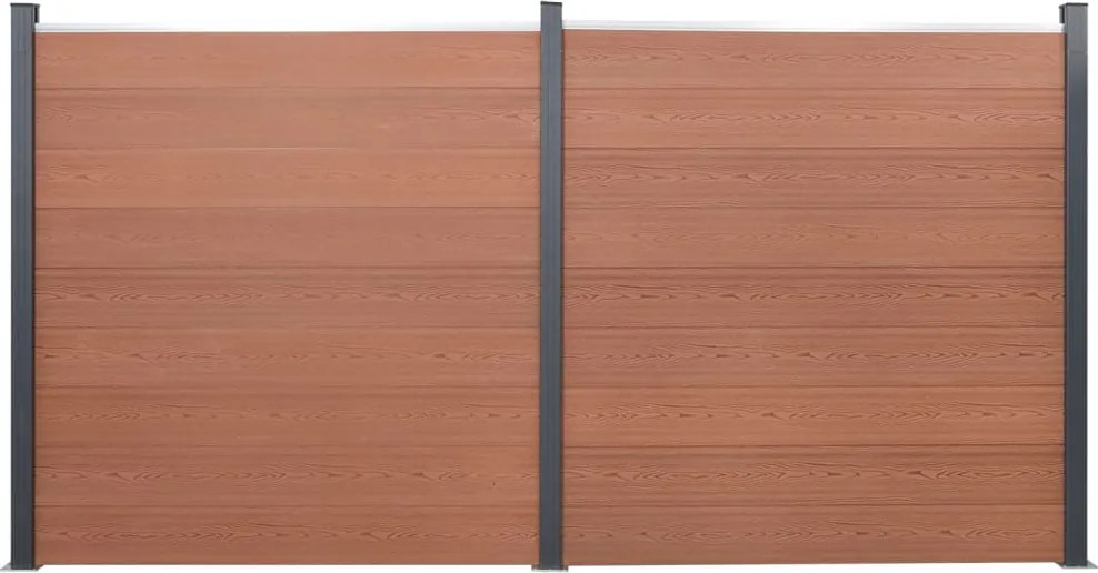 vidaXL Set panouri pentru gard, maro, 353x186 cm, WPC