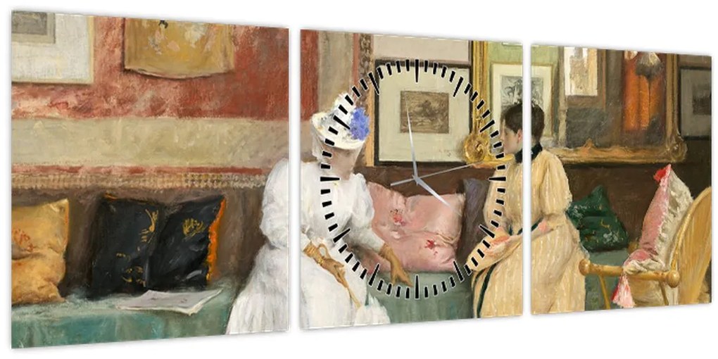 Tablou - William Merritt Chase, A Friendly Call, reproducere (cu ceas) (90x30 cm)