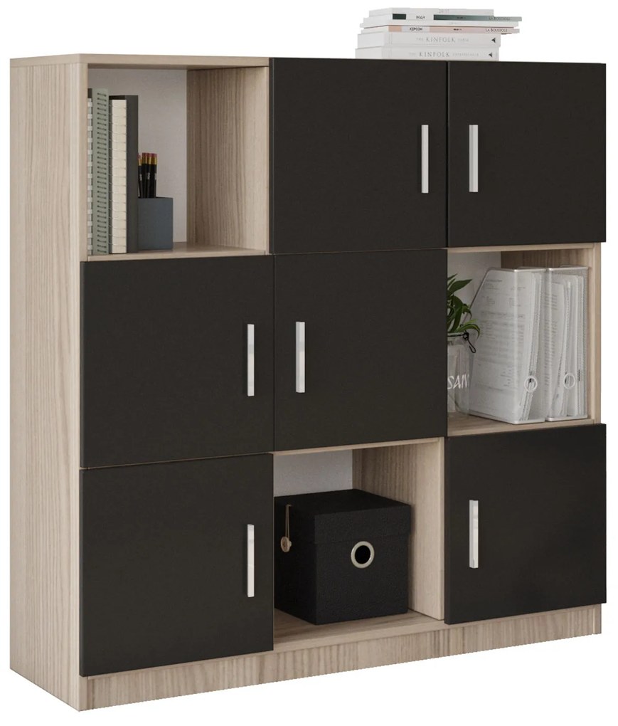 Dulap Vincent 7 (stejar + negru). 1072636