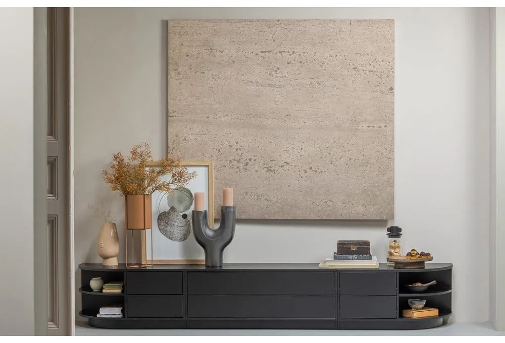 Comodă TV modulară neagră din lemn masiv de pin 256x40 cm Finca – WOOOD