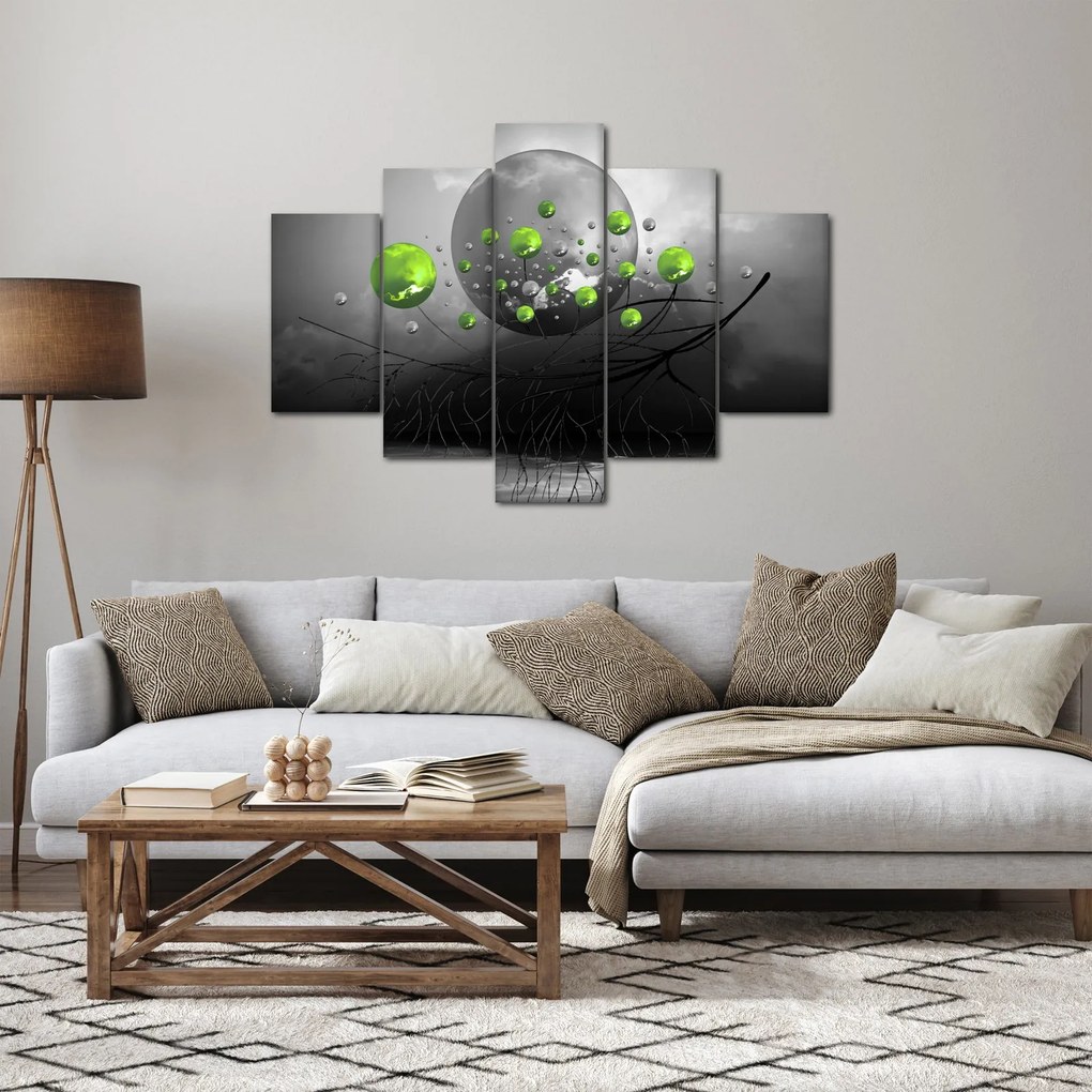 Tabloul cu bile abstracte verzi (150x105 cm)