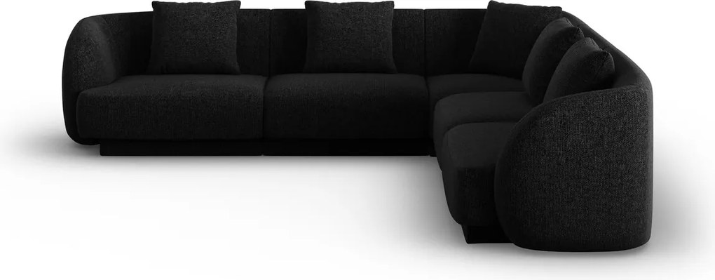 Coltar reversibil 5 locuri, Tulum, Cosmopolitan Design, 255x255x70 cm, tesatura chenille, negru