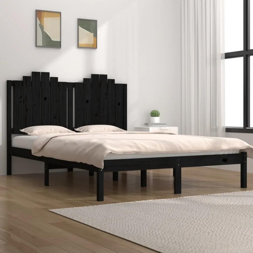3103777 vidaXL Cadru de pat, negru, 120x200 cm, lemn masiv de pin