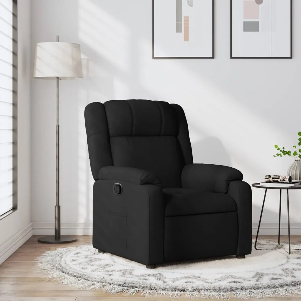 vidaXL Fotoliu rabatabil, negru, material textil