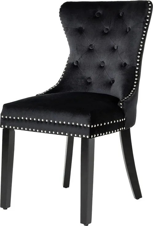 Set 2 scaune Stil Baroc, Catifea, Negru, CASTLE