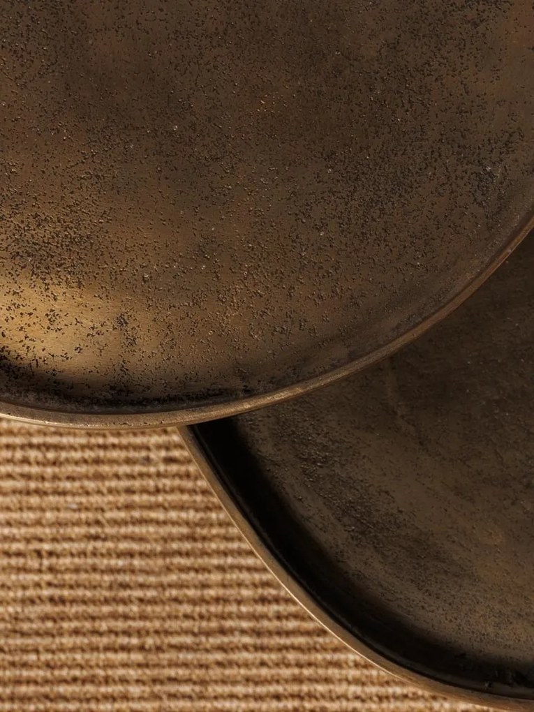 Set 2 masute de cafea, rotunde, din aluminiu, Organic