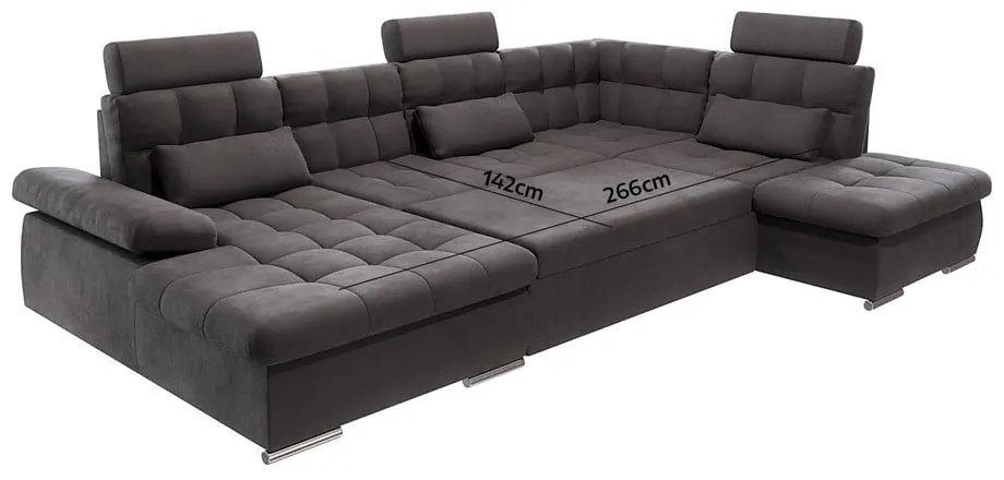 Colțar gri antracit extensibil, cu spațiu de depozitare (cu colț pe partea dreaptă, în formă de "U") Merkur – Ropez