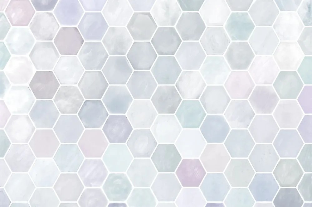Tapet model hexagonal gri-albastru