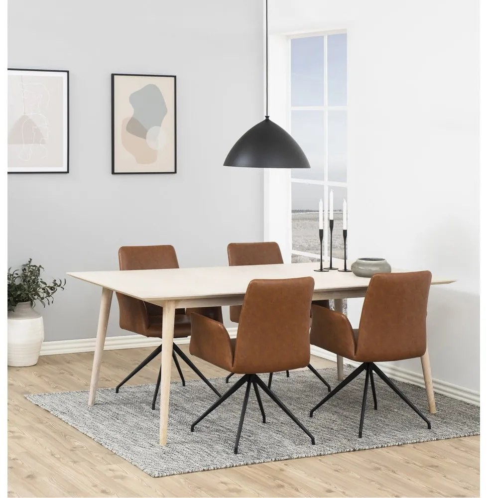 Scaun de sufragerie maro coniac cu cotiere tapițat Naya – Actona