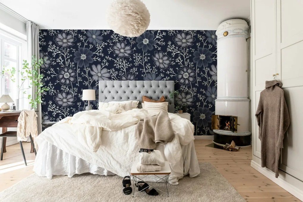 Fototapet, Grand Flowers, Blue, Rebel Walls