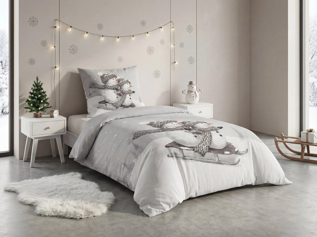 Lenjerie de pat 3D din bumbac Renforce FROSTY gri, 100% bumbac Dimensiune lenjerie de pat: 80 x 80 cm | 135 x 200 cm