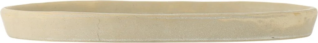 Platou oval din ceramică natur cu lămâi sculptate în relief, 36×25×3 cm, "Hadden"