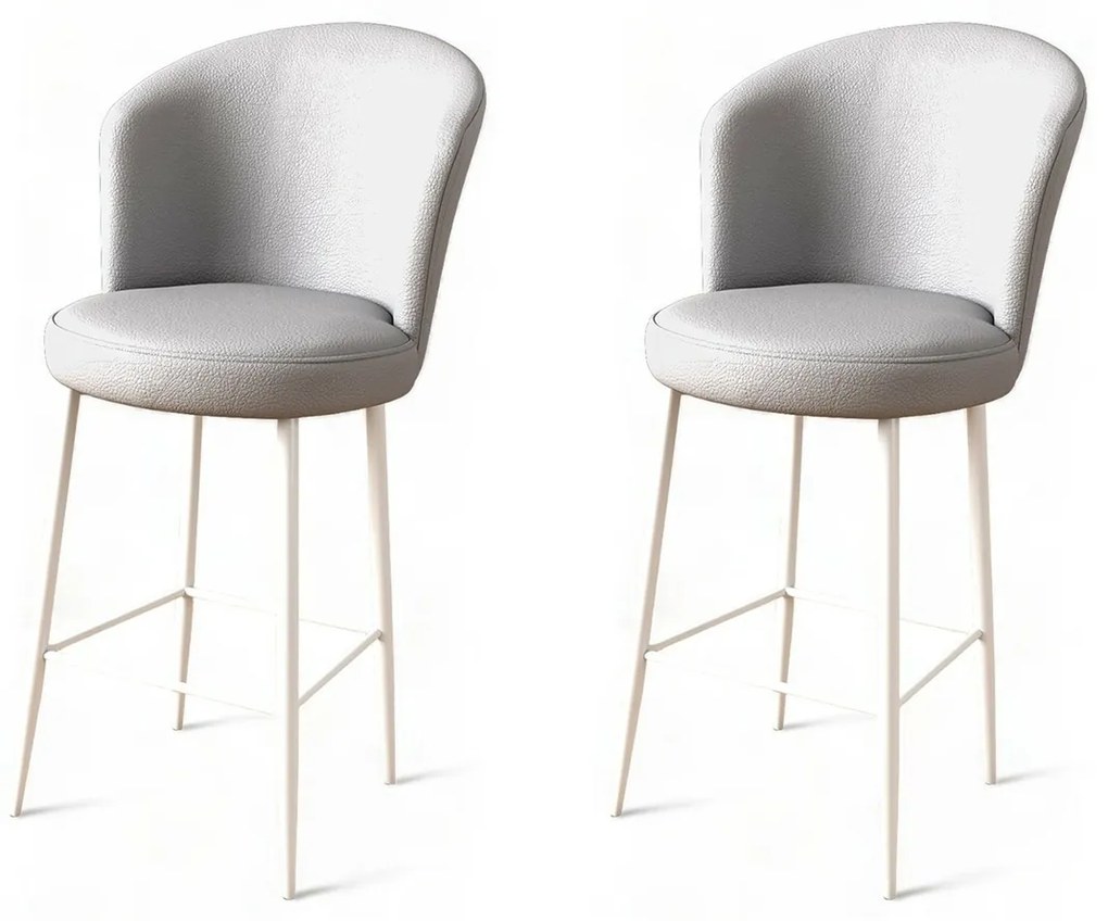 Set de scaune de bar Uras Grey and White, 2 buc.