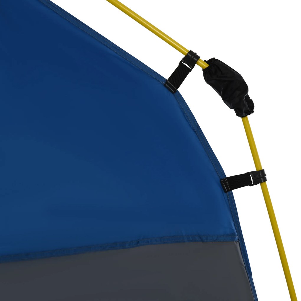 Outsunny Cort camping familial 4 persoane, montare pop-up rapidă, ușor, ventilat, 4 ferestre anti-soare, 2,4x2,4x1,99 m, gri/albastru | Aosom Romania