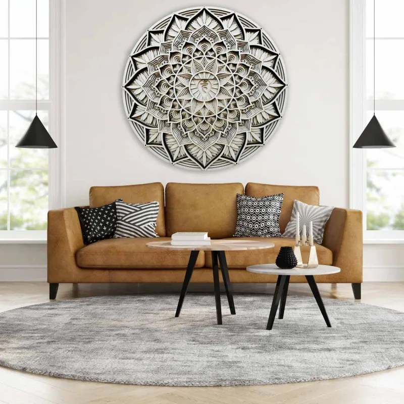 SENTOP | Pictură murală 3D mare din lemn I Mandala comunicării