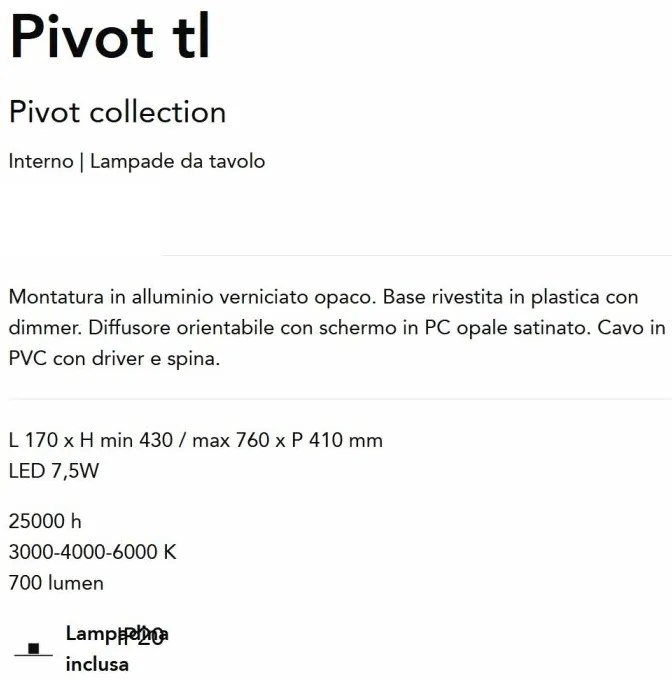 Veioza/Lampa de masa LED Pivot tl negru