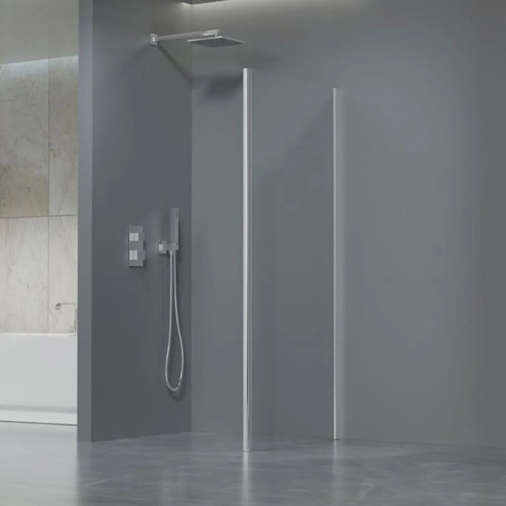 Perete lateral fix Inter Ceramic 90 cm sticla transparenta 5 mm crom lucios