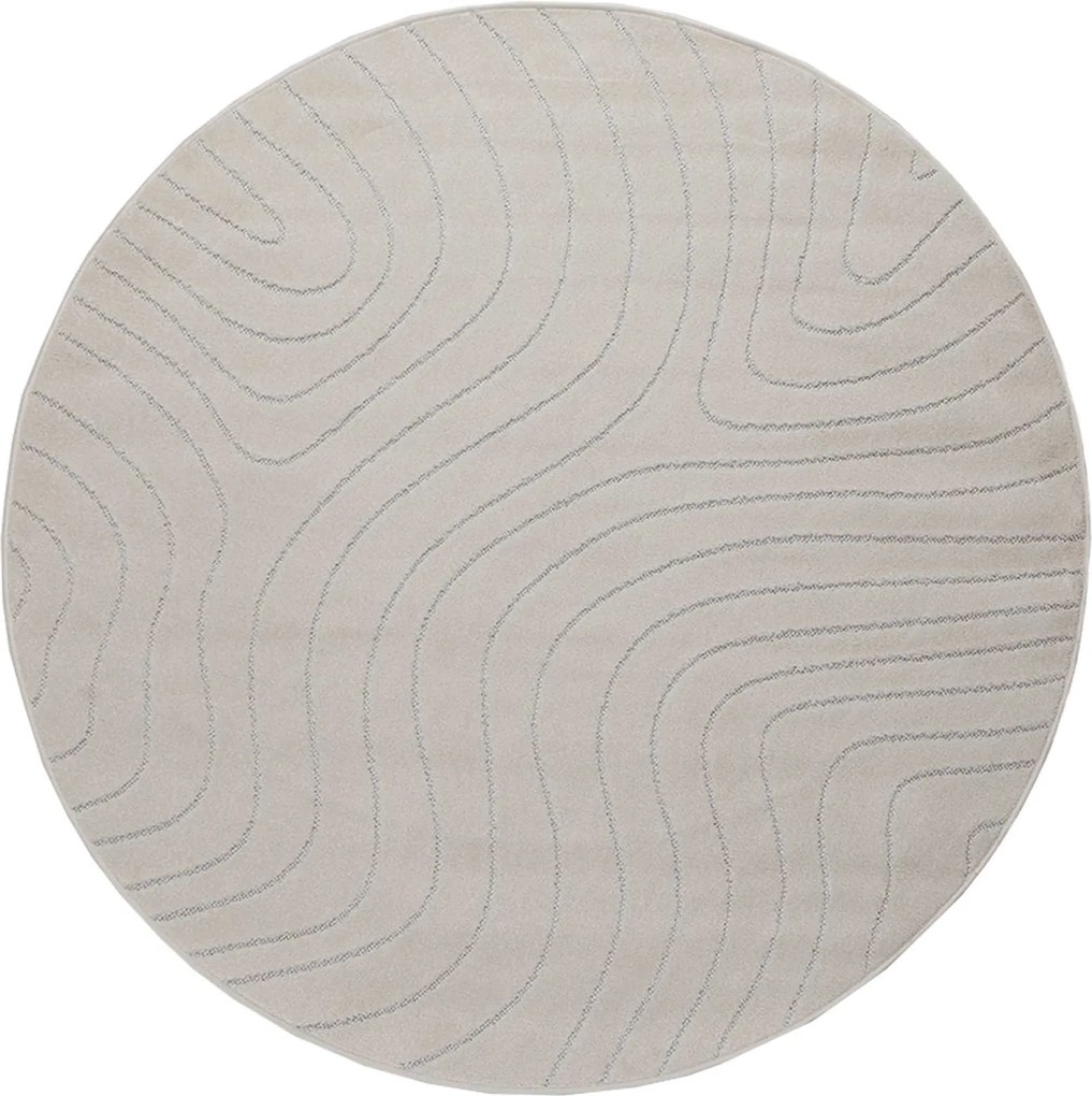 vidaXL Covoare de zonă Rotund PALMERAS Crem Ø 120 CM Poliester