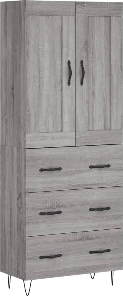 vidaXL Dulap înalt, gri sonoma, 69,5x34x180 cm, lemn compozit