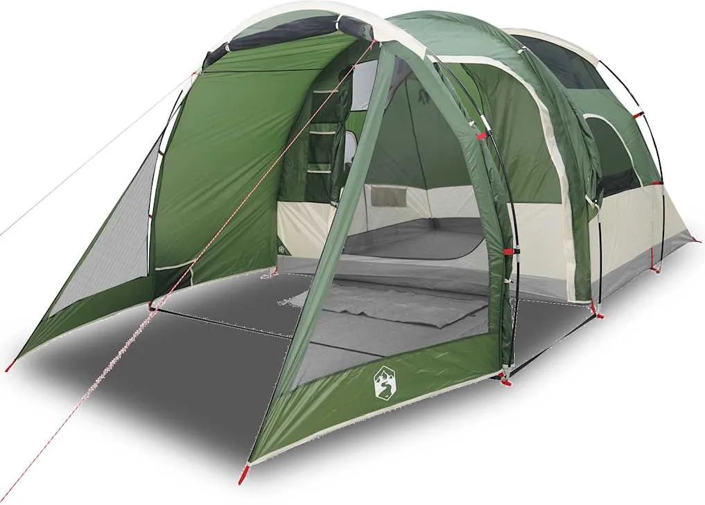 vidaXL Cort de camping tunel pentru 4 persoane, verde, impermeabil