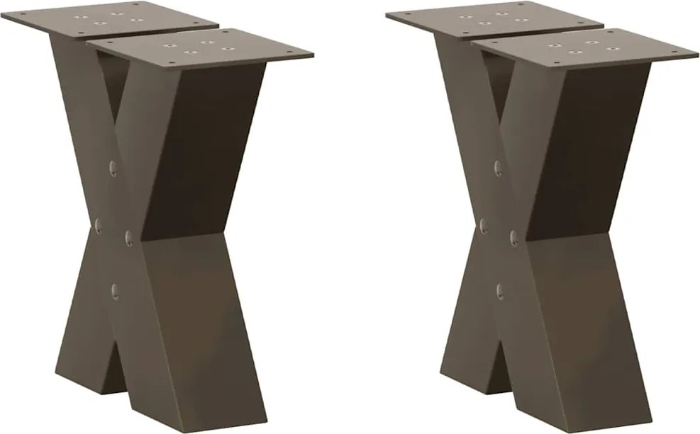 vidaXL Picioare pentru măsuță de cafea în formă de X, 2 buc., oțel natural, 30x(30-31) cm
