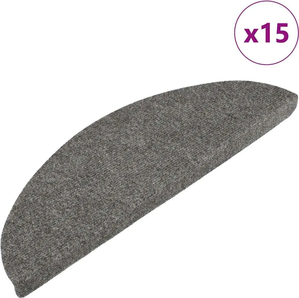 vidaXL Covorașe scări autoadezive, 15 buc., gri, 56x17x3 cm