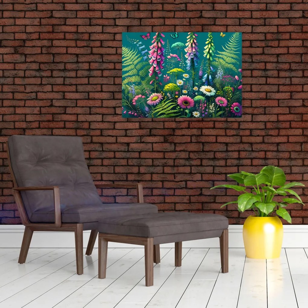 Tablou pe sticlă - Flori de câmp (70x50 cm)