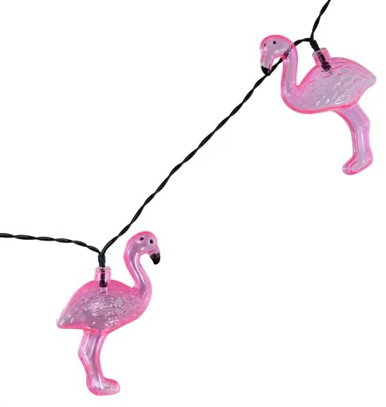 Lanț LED solar decorativ 10xLED/1,2V 300 mAh 3,8 m IP44 flamingo