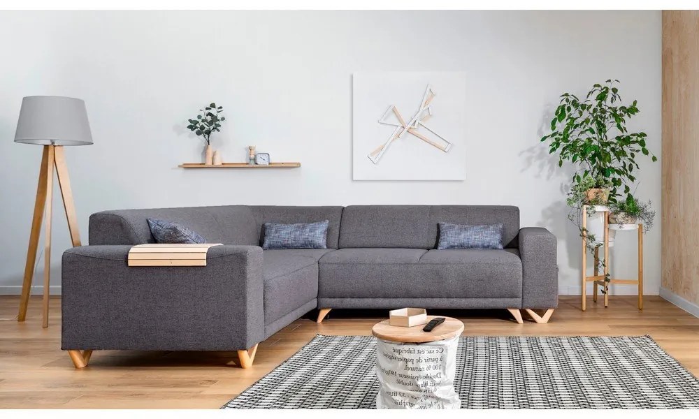 Colțar gri extensibil/cu spațiu de depozitare (cu colț pe partea stângă/în formă de ”L”) Classy Sophie – Miuform