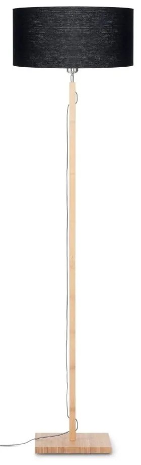 Lampadar din lemn de bambus Good&amp;Mojo Fuji, abajur negru