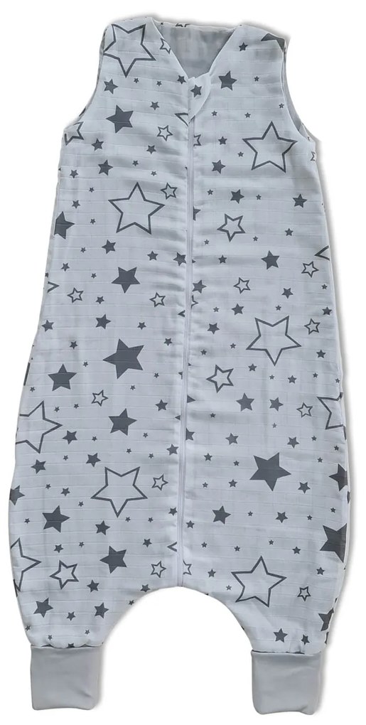 Sac de dormit cu picioare de vara din muselina 2-4 ani Kidizi Galaxy Grey, 100% bumbac, 0.5 tog