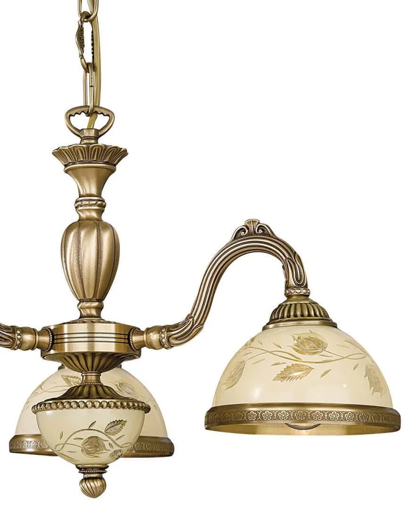 Candelabru cu 3 brate din alama cu sticla decorata design italian 6208