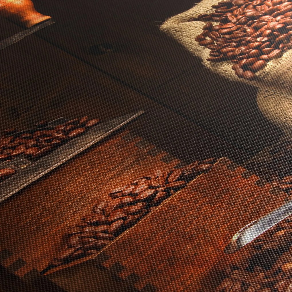 Tablou cu cafea (cu ceas) (90x30 cm)