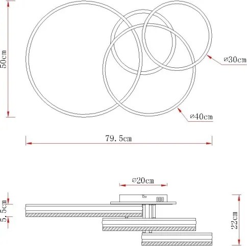 Globo 67377-72 - Lampă de tavan LED dimabilă FRANCINE LED/72W/230V argintie + telecomandă