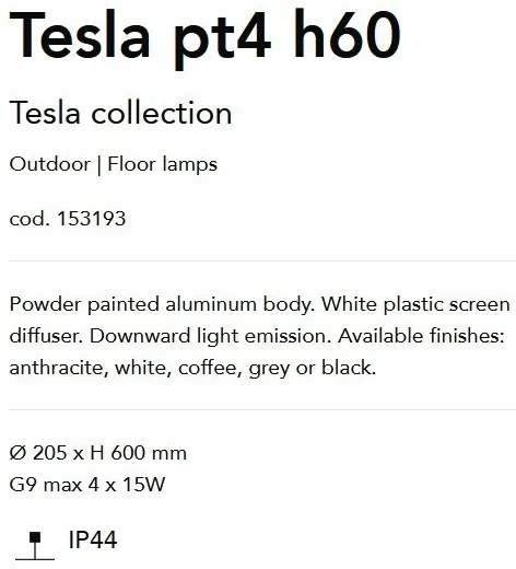 Stalp iluminat exterior design modern TESLA PT4 H60 ANTRACITE