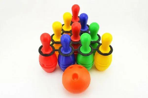 Popice de bowling plastic 21cm 10buc in plasă