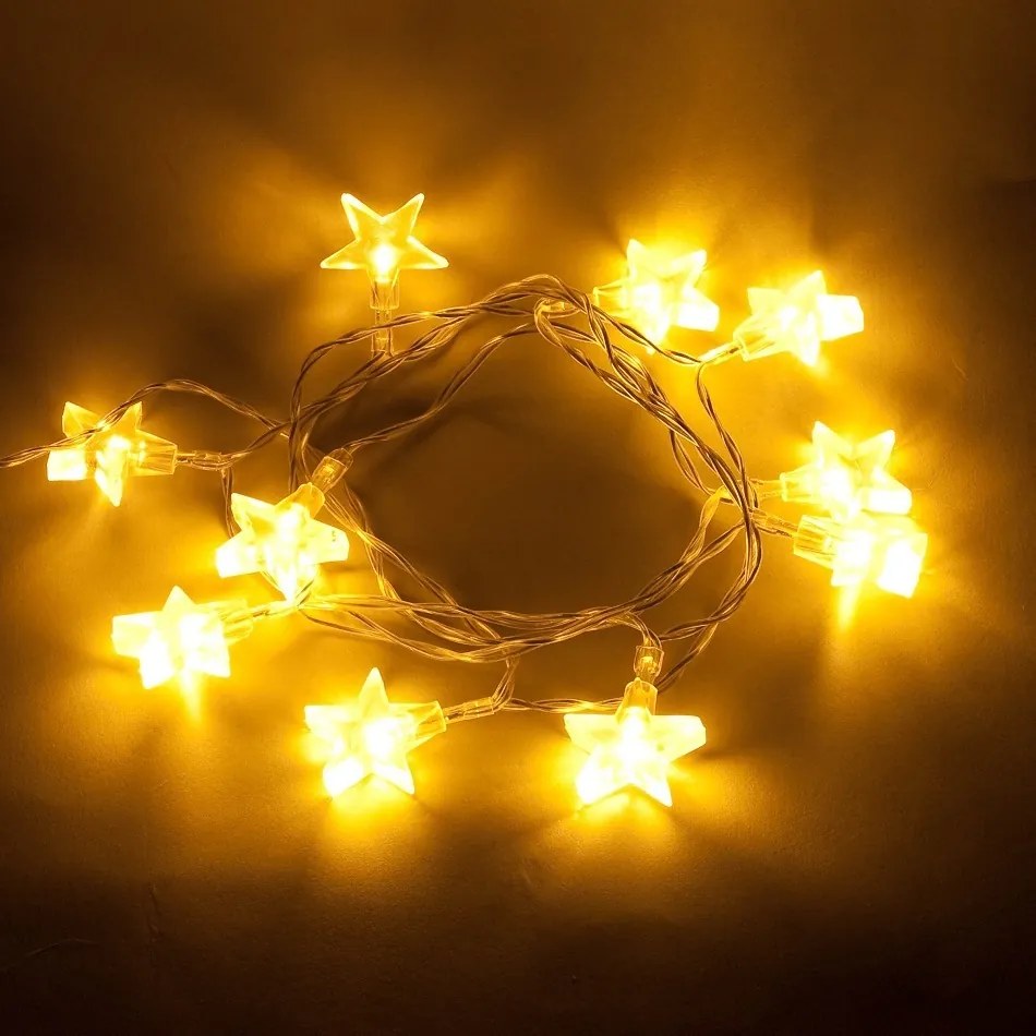 decoLED Crăciun stele luminoase - 1.8 m, alb cald, pe baterii