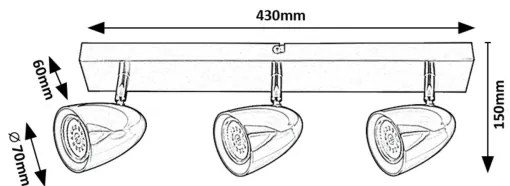 Spot Rabalux 73019 PERICO 3xGU10/5W/230V negru