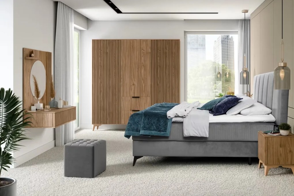 Masuta de toaleta cu oglinda si sertar ENTSIAN 85x40cm, stejar artisan