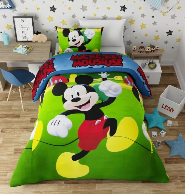 Lenjerie de pat copii bumbac Mikey Club /160x200 cm dimensiune standard